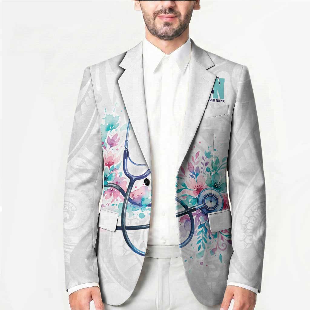 New Zealand Nurses RN Personalised Blazer Stethoscope Floral Maori Motif