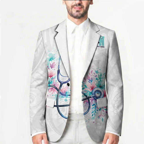 New Zealand Nurses RN Personalised Blazer Stethoscope Floral Maori Motif