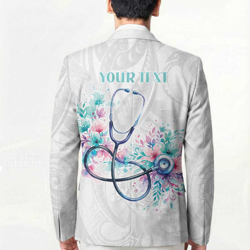 New Zealand Nurses RN Personalised Blazer Stethoscope Floral Maori Motif