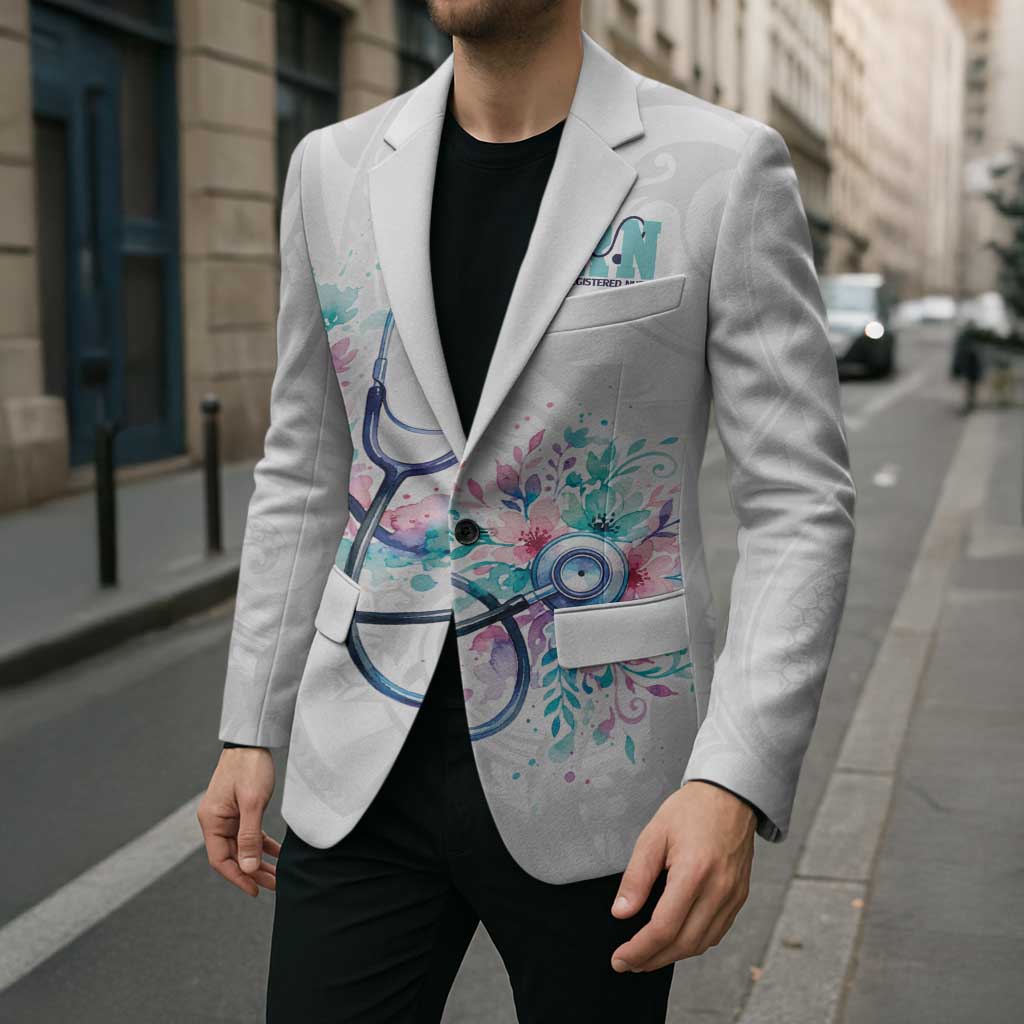 New Zealand Nurses RN Personalised Blazer Stethoscope Floral Maori Motif