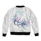 New Zealand Nurses RN Personalised Bomber Jacket Stethoscope Floral Maori Motif