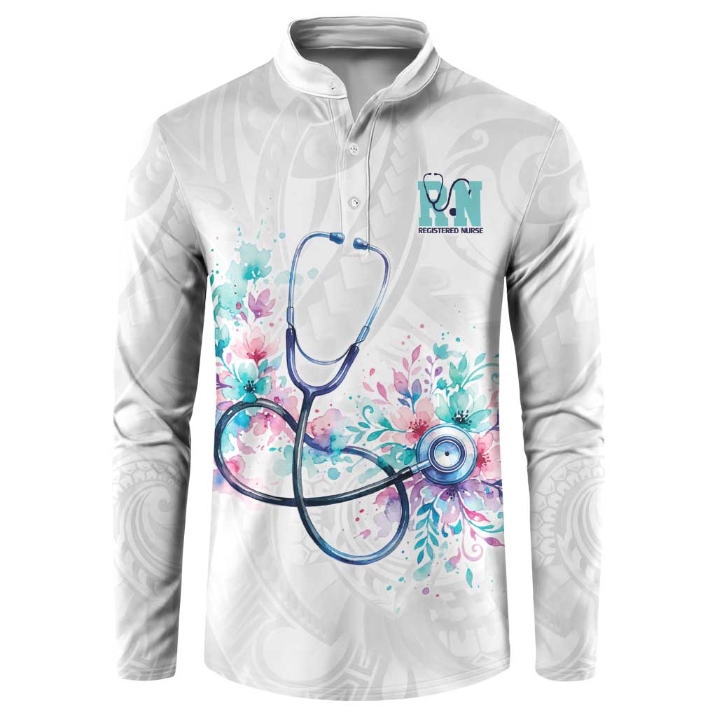 New Zealand Nurses RN Personalised Button Sweatshirt Stethoscope Floral Maori Motif