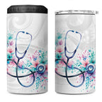 New Zealand Nurses RN Personalised 4 in 1 Can Cooler Tumbler Stethoscope Floral Maori Motif
