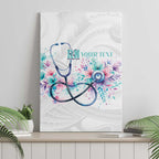 New Zealand Nurses RN Personalised Canvas Wall Art Stethoscope Floral Maori Motif