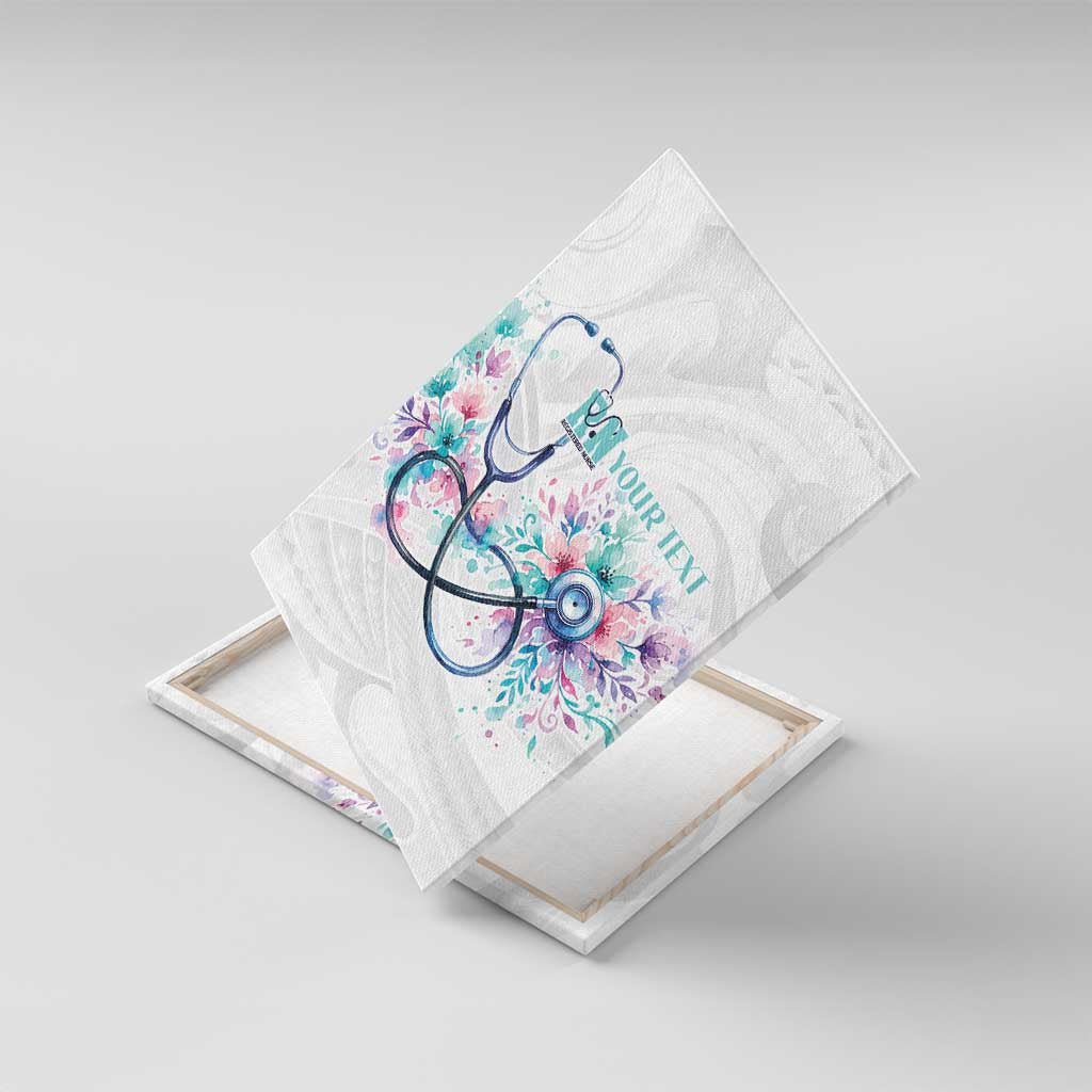 New Zealand Nurses RN Personalised Canvas Wall Art Stethoscope Floral Maori Motif