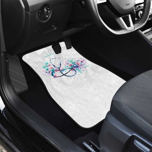 New Zealand Nurses RN Personalised Car Mats Stethoscope Floral Maori Motif