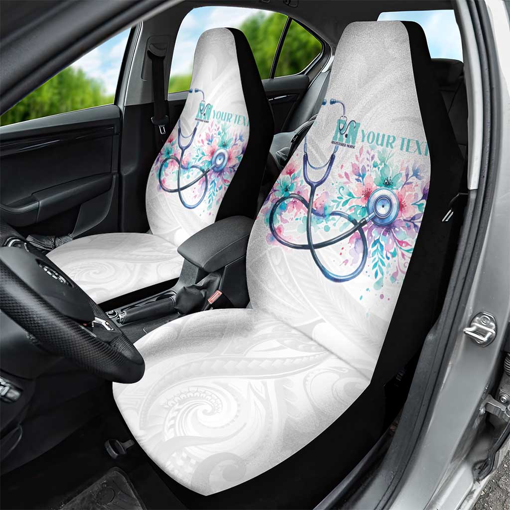 New Zealand Nurses RN Personalised Car Seat Cover Stethoscope Floral Maori Motif