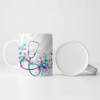 New Zealand Nurses RN Personalised Ceramic Mug Stethoscope Floral Maori Motif