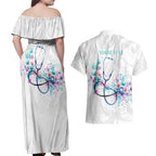 New Zealand Nurses RN Personalised Couples Matching Off Shoulder Maxi Dress and Hawaiian Shirt Stethoscope Floral Maori Motif