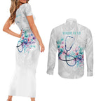 New Zealand Nurses RN Personalised Couples Matching Short Sleeve Bodycon Dress and Long Sleeve Button Shirt Stethoscope Floral Maori Motif
