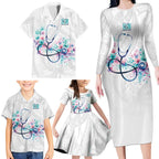 New Zealand Nurses RN Personalised Family Matching Long Sleeve Bodycon Dress and Hawaiian Shirt Stethoscope Floral Maori Motif