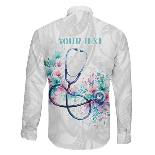 New Zealand Nurses RN Personalised Family Matching Off Shoulder Short Dress and Hawaiian Shirt Stethoscope Floral Maori Motif