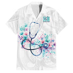 New Zealand Nurses RN Personalised Family Matching Puletasi and Hawaiian Shirt Stethoscope Floral Maori Motif