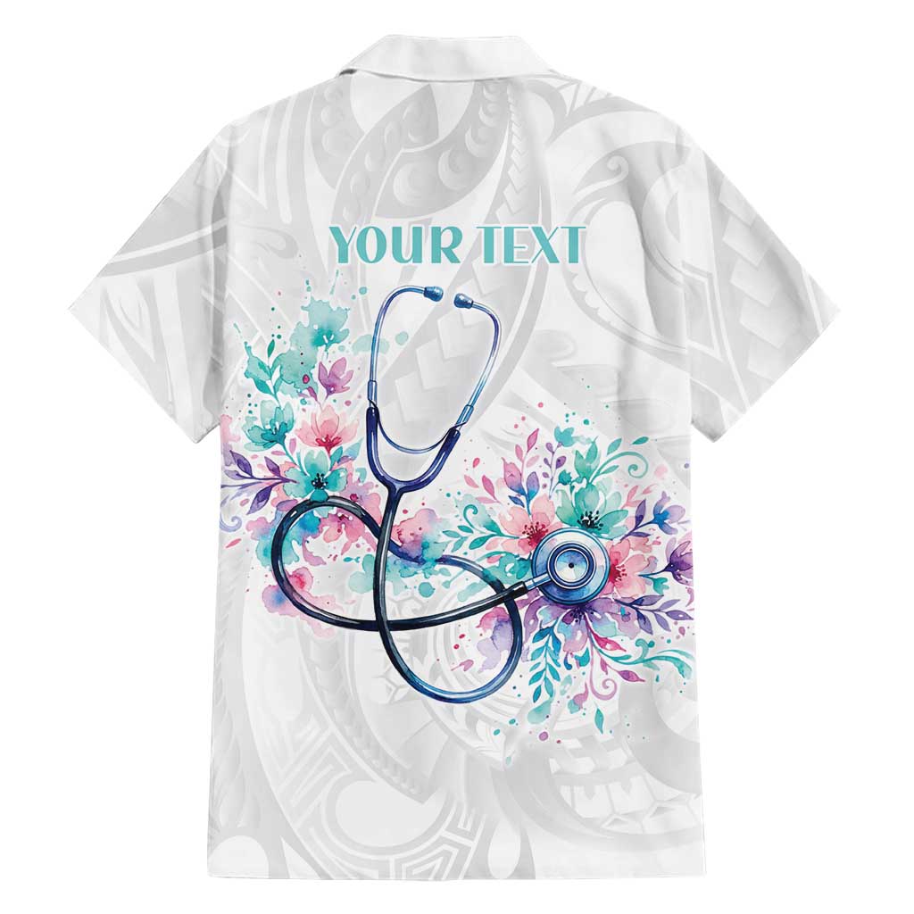 New Zealand Nurses RN Personalised Family Matching Puletasi and Hawaiian Shirt Stethoscope Floral Maori Motif