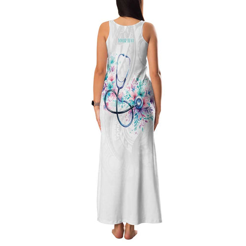 New Zealand Nurses RN Personalised Family Matching Tank Maxi Dress and Hawaiian Shirt Stethoscope Floral Maori Motif