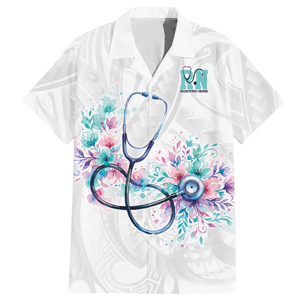 New Zealand Nurses RN Personalised Hawaiian Shirt Stethoscope Floral Maori Motif