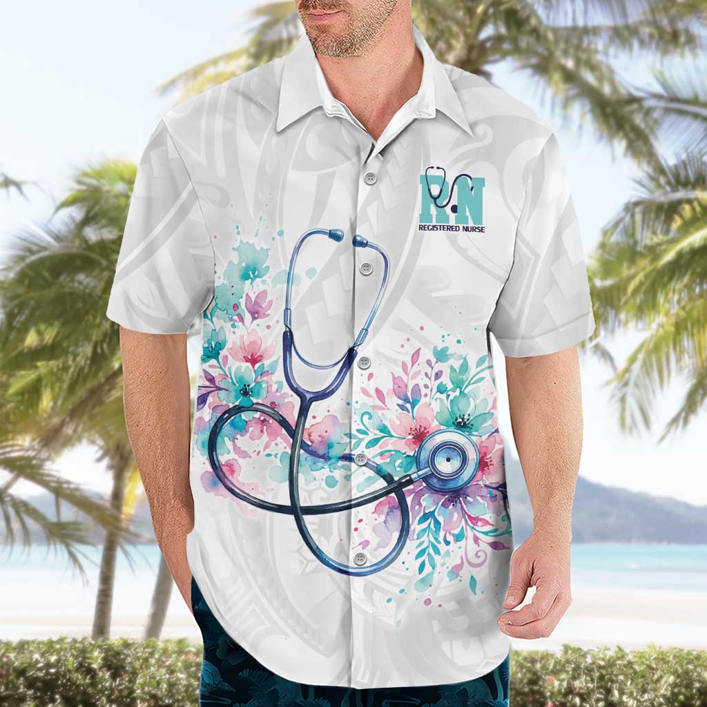 New Zealand Nurses RN Personalised Hawaiian Shirt Stethoscope Floral Maori Motif