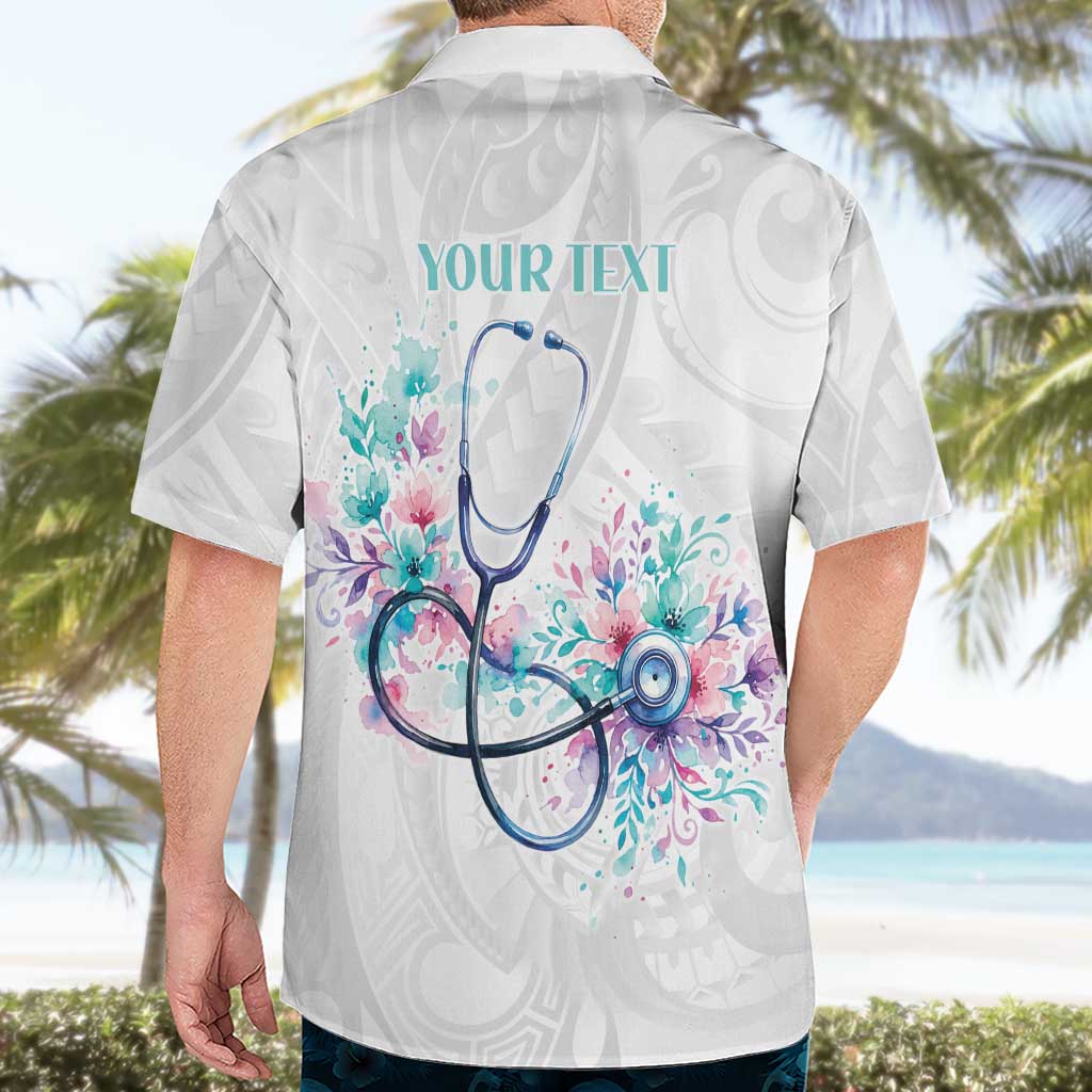 New Zealand Nurses RN Personalised Hawaiian Shirt Stethoscope Floral Maori Motif