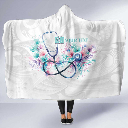 New Zealand Nurses RN Personalised Hooded Blanket Stethoscope Floral Maori Motif