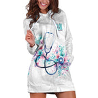 New Zealand Nurses RN Personalised Hoodie Dress Stethoscope Floral Maori Motif
