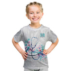 New Zealand Nurses RN Personalised Kid T Shirt Stethoscope Floral Maori Motif