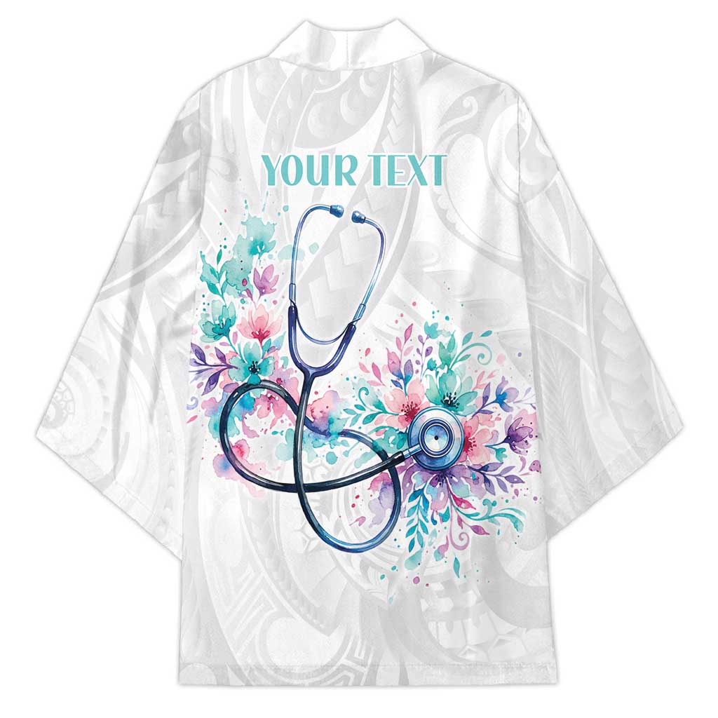 New Zealand Nurses RN Personalised Kimono Stethoscope Floral Maori Motif