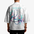 New Zealand Nurses RN Personalised Kimono Stethoscope Floral Maori Motif