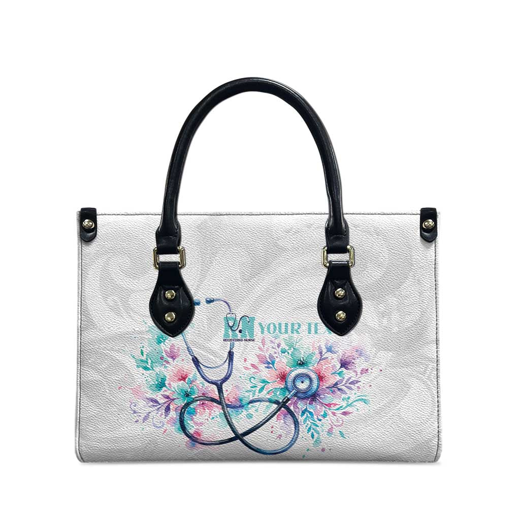 New Zealand Nurses RN Personalised Leather Bag Stethoscope Floral Maori Motif