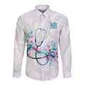 New Zealand Nurses RN Personalised Long Sleeve Button Shirt Stethoscope Floral Maori Motif