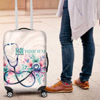 New Zealand Nurses RN Personalised Luggage Cover Stethoscope Floral Maori Motif