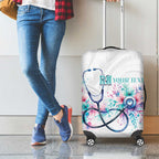 New Zealand Nurses RN Personalised Luggage Cover Stethoscope Floral Maori Motif