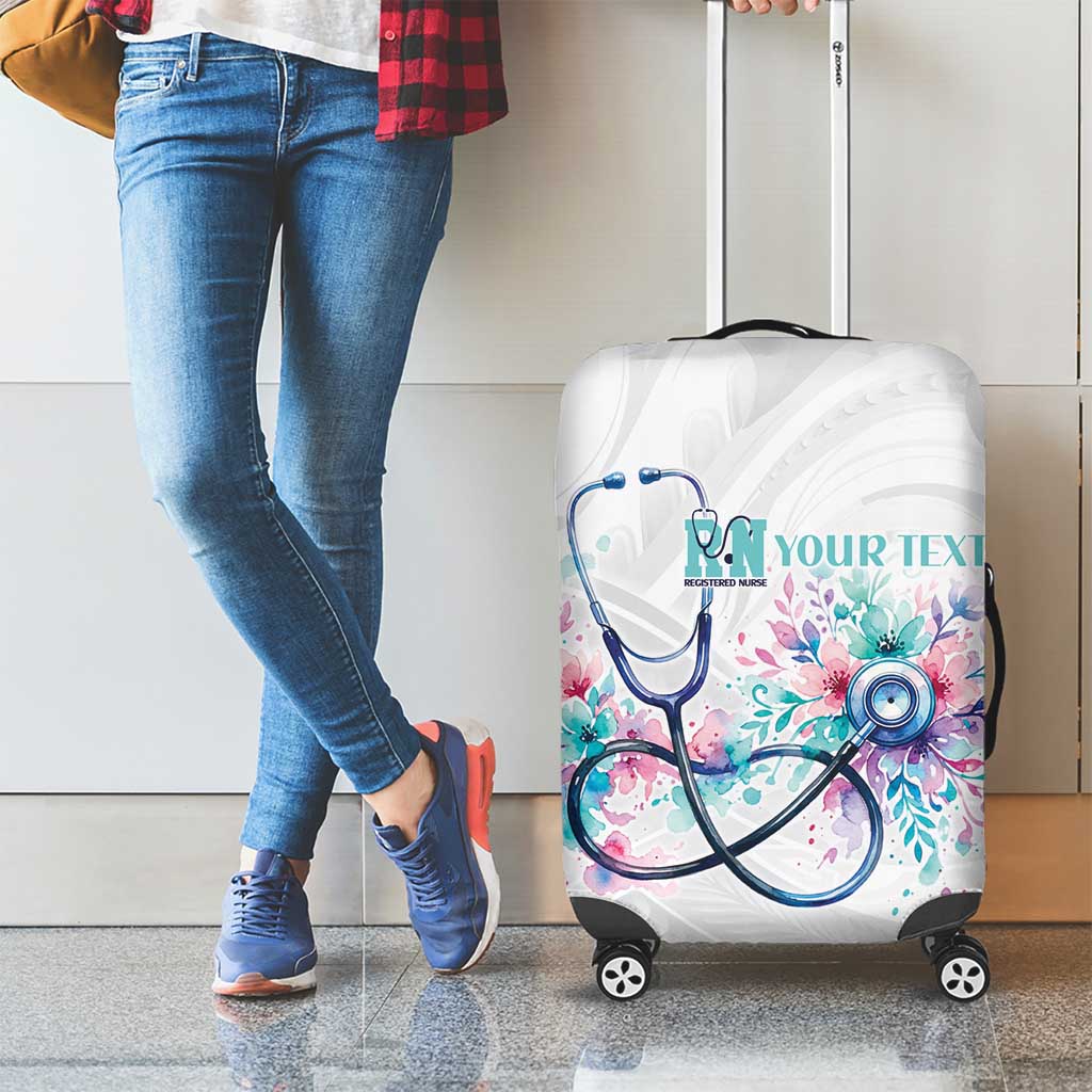 New Zealand Nurses RN Personalised Luggage Cover Stethoscope Floral Maori Motif