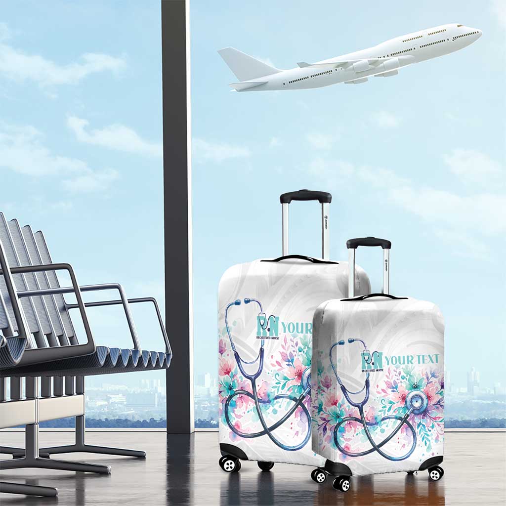 New Zealand Nurses RN Personalised Luggage Cover Stethoscope Floral Maori Motif