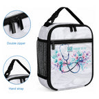 New Zealand Nurses RN Personalised Lunch Bag Stethoscope Floral Maori Motif
