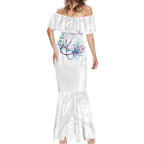 New Zealand Nurses RN Personalised Mermaid Dress Stethoscope Floral Maori Motif