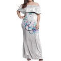 New Zealand Nurses RN Personalised Off Shoulder Maxi Dress Stethoscope Floral Maori Motif