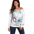 New Zealand Nurses RN Personalised Off Shoulder Sweater Stethoscope Floral Maori Motif