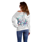 New Zealand Nurses RN Personalised Off Shoulder Sweater Stethoscope Floral Maori Motif