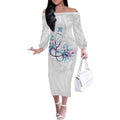 New Zealand Nurses RN Personalised Off The Shoulder Long Sleeve Dress Stethoscope Floral Maori Motif