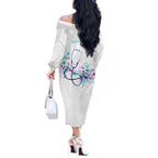 New Zealand Nurses RN Personalised Off The Shoulder Long Sleeve Dress Stethoscope Floral Maori Motif