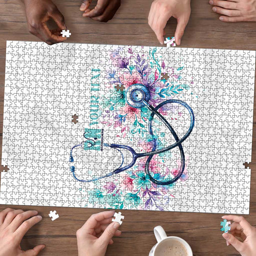 New Zealand Nurses RN Personalised Puzzle Stethoscope Floral Maori Motif