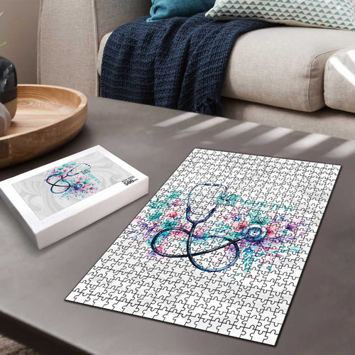 New Zealand Nurses RN Personalised Puzzle Stethoscope Floral Maori Motif