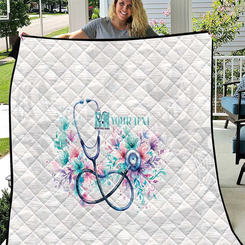 New Zealand Nurses RN Personalised Quilt Stethoscope Floral Maori Motif