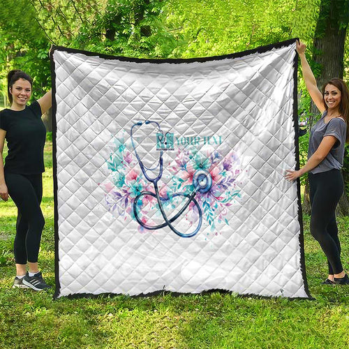 New Zealand Nurses RN Personalised Quilt Stethoscope Floral Maori Motif