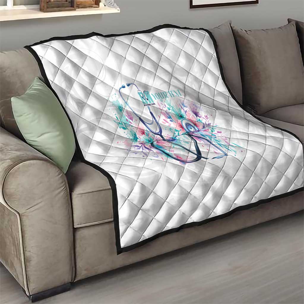 New Zealand Nurses RN Personalised Quilt Stethoscope Floral Maori Motif