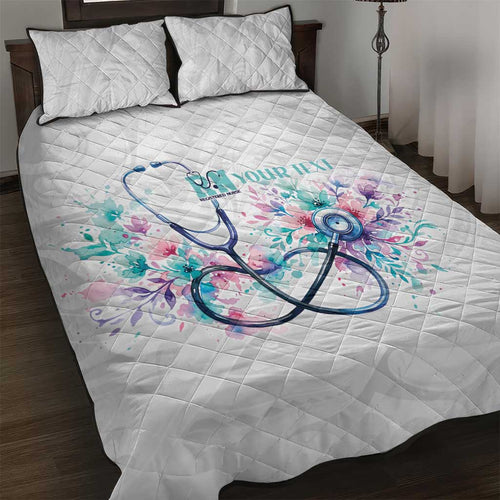 New Zealand Nurses RN Personalised Quilt Bed Set Stethoscope Floral Maori Motif