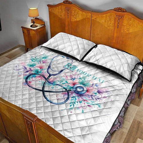 New Zealand Nurses RN Personalised Quilt Bed Set Stethoscope Floral Maori Motif