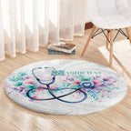 New Zealand Nurses RN Personalised Round Carpet Stethoscope Floral Maori Motif
