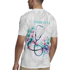 New Zealand Nurses RN Personalised Rugby Jersey Stethoscope Floral Maori Motif