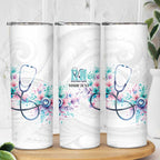 New Zealand Nurses RN Personalised Skinny Tumbler Stethoscope Floral Maori Motif